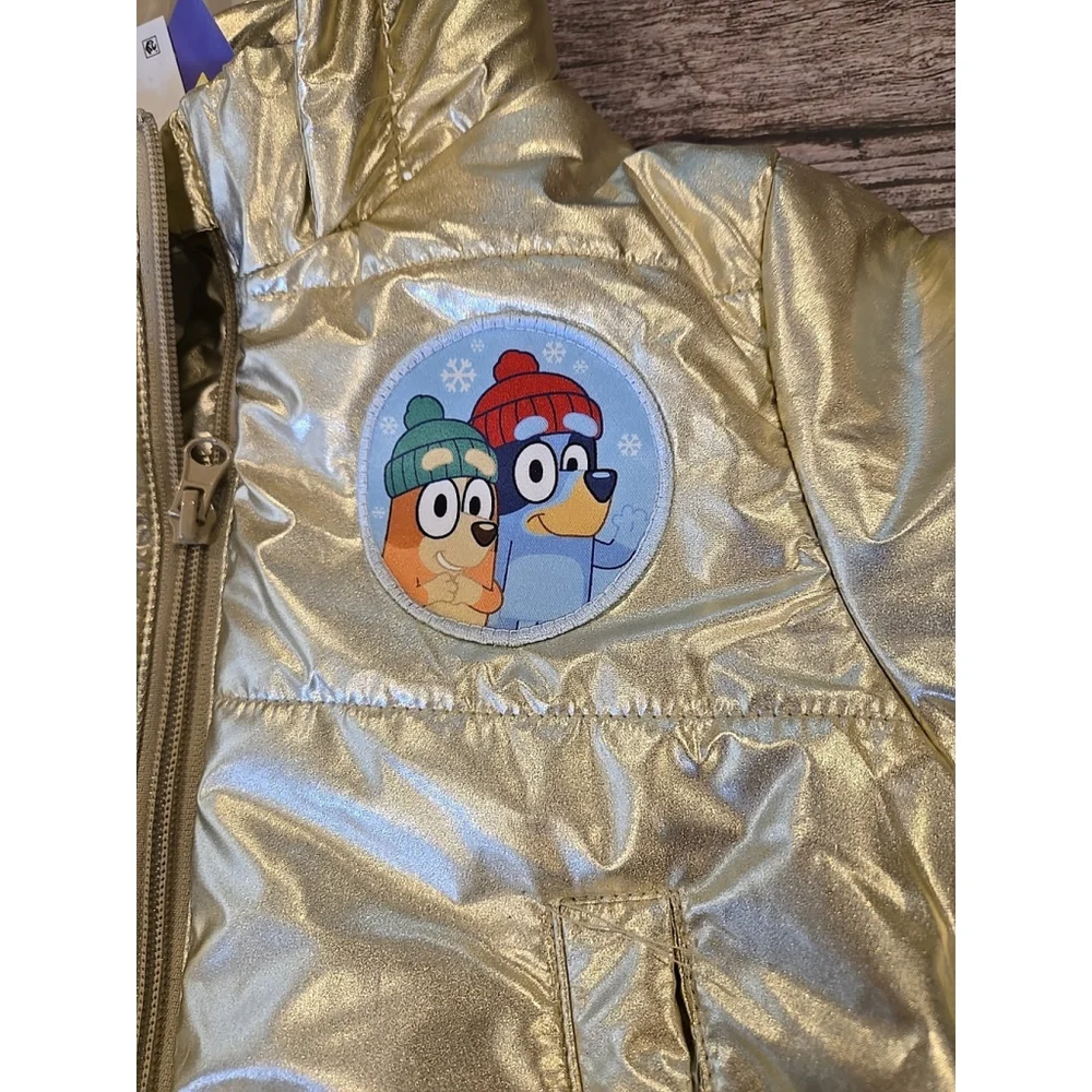 Bluey Gold Puffer Jacket Coat Zipper Closure Baby 12 Months Oversized NWT (218)